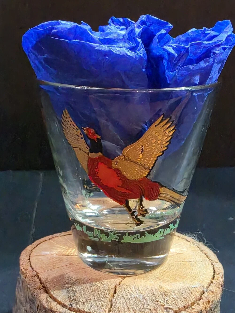 Vintage Hazel Atlas Pheasant Shot Glass MCM Barware